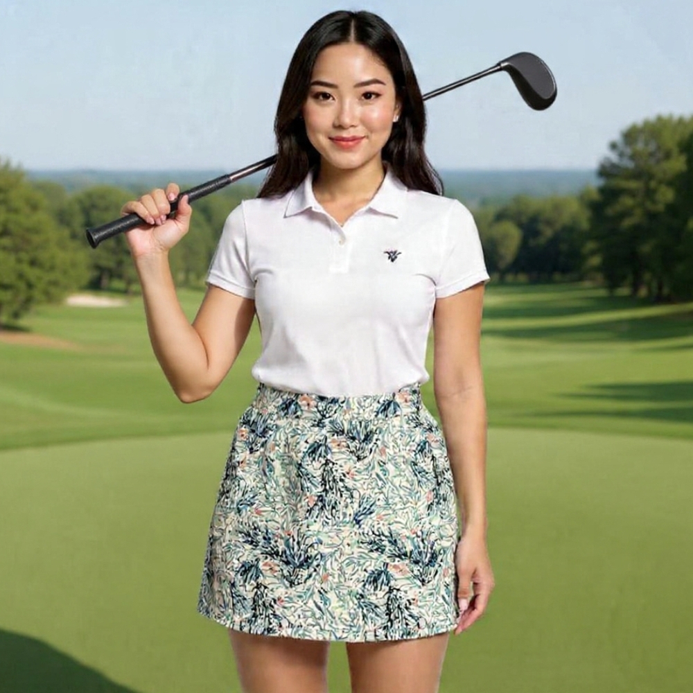 US4⛳Swing Tummy Control Floral Print Golf Skort Skirt Short